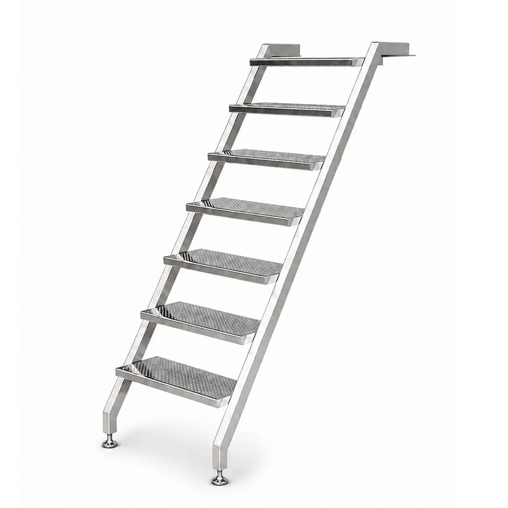 Pooltreppe aus Edelstahl V4A mit 7 Stufen ohne Handlauf, für Schwimmbecken