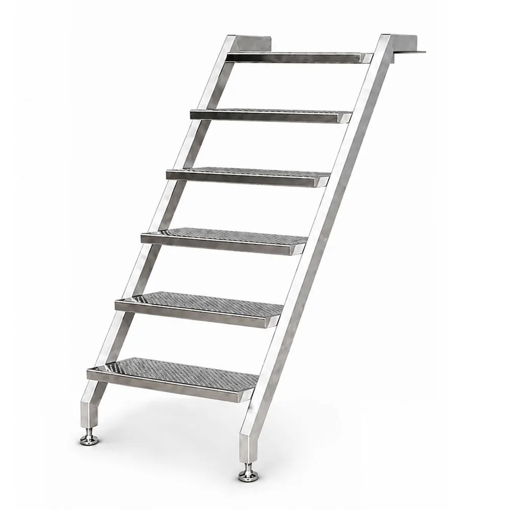 Pooltreppe aus Edelstahl V4A mit 6 Stufen ohne Handlauf, für Schwimmbecken