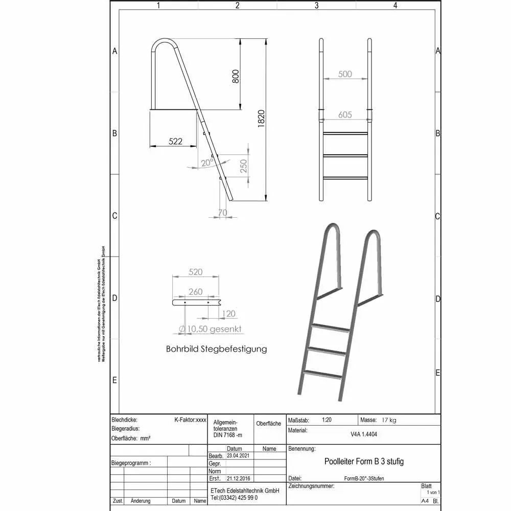 Poolleiter-B3-technische Daten