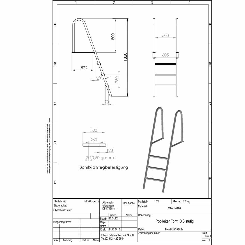 Poolleiter-B3-technische Daten