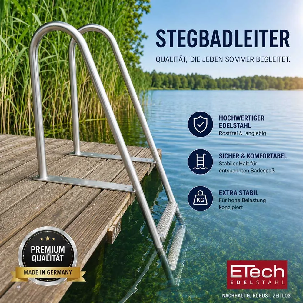 Stegbadeleiter-auf-einem-Steg-montiert