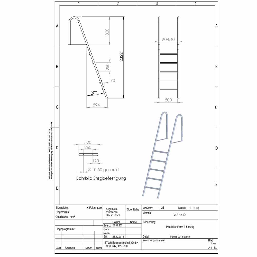 Poolleiter-B5-technische Daten