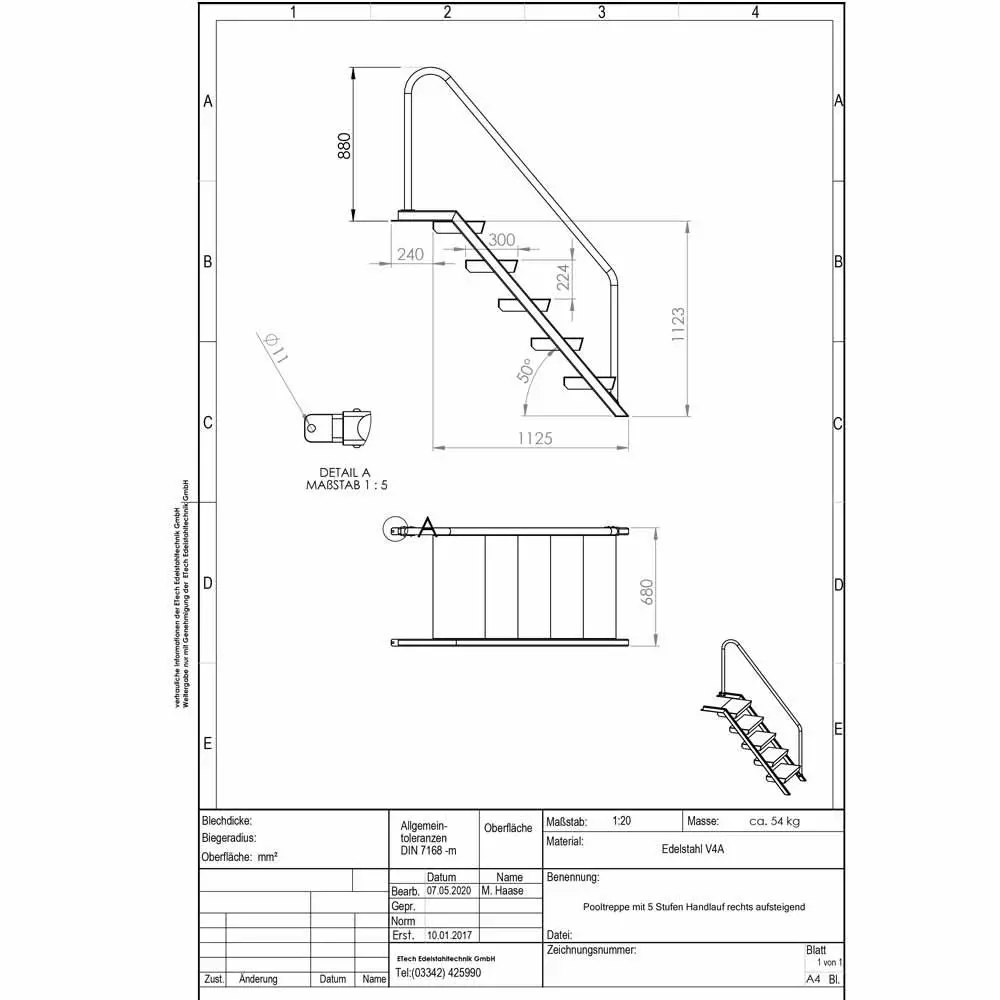 Pooltreppe-technische Daten