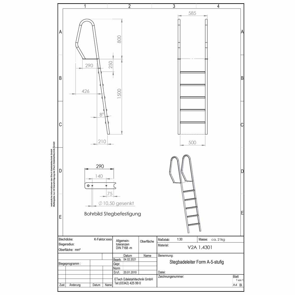 Datenblatt-Stegleiter Form A, 5-stufig