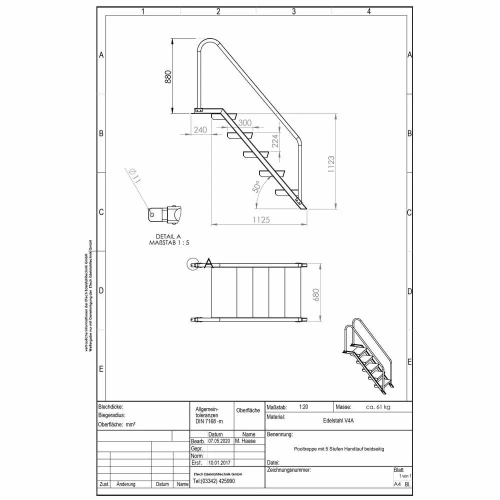 Pooltreppe-technische Daten