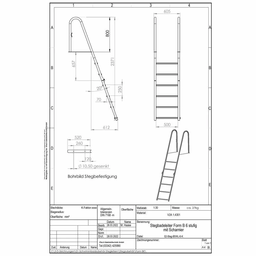 Datenblatt-Steg Leiter klappbar, 6-stufig