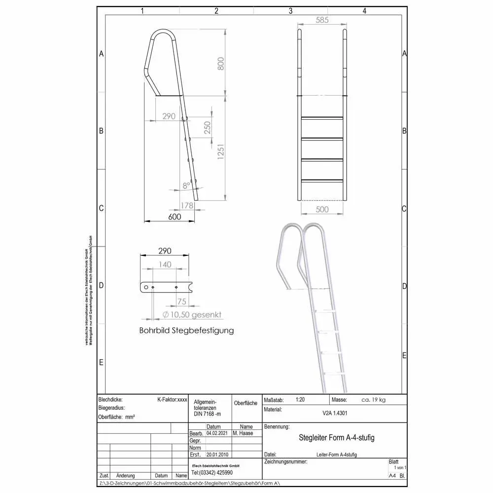 Datenblatt-Stegleiter Form A, 4-stufig