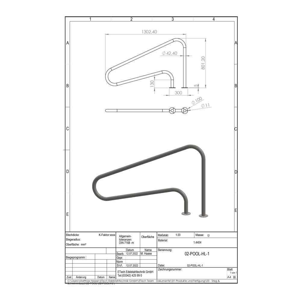 Handlauf für Pool-Zeicchnung Handlauf für Pool-Zeicchnung