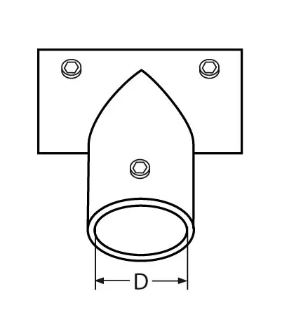 Relingbeschlag T-Stück 90°, Zeichnung