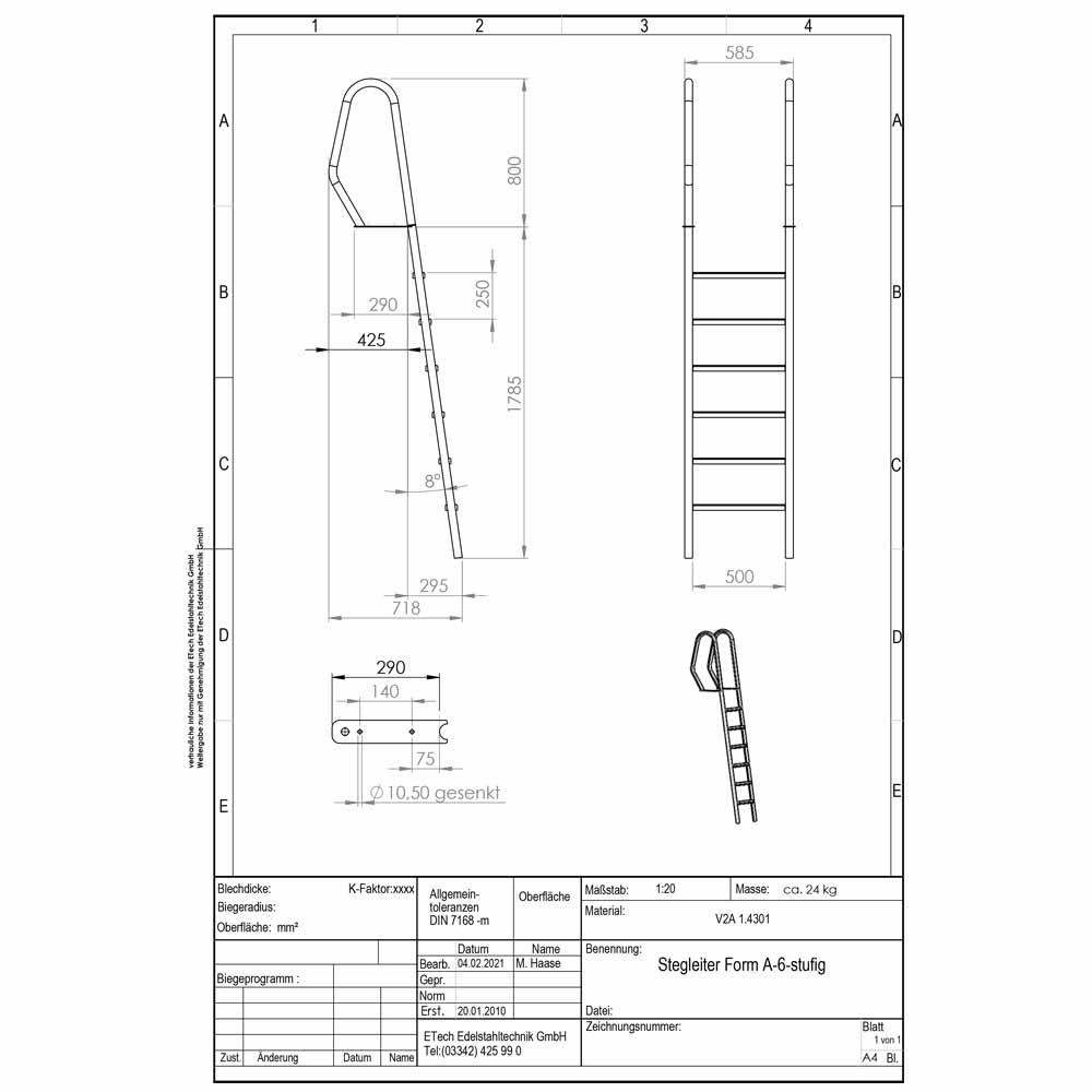 Datenblatt-Stegleiter Form A, 6-stufig