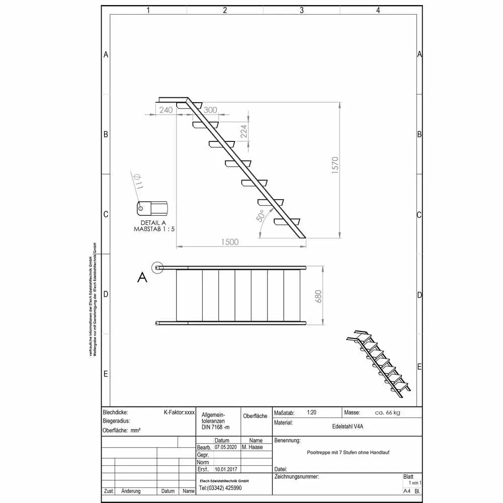 Pooltreppe-technische Daten